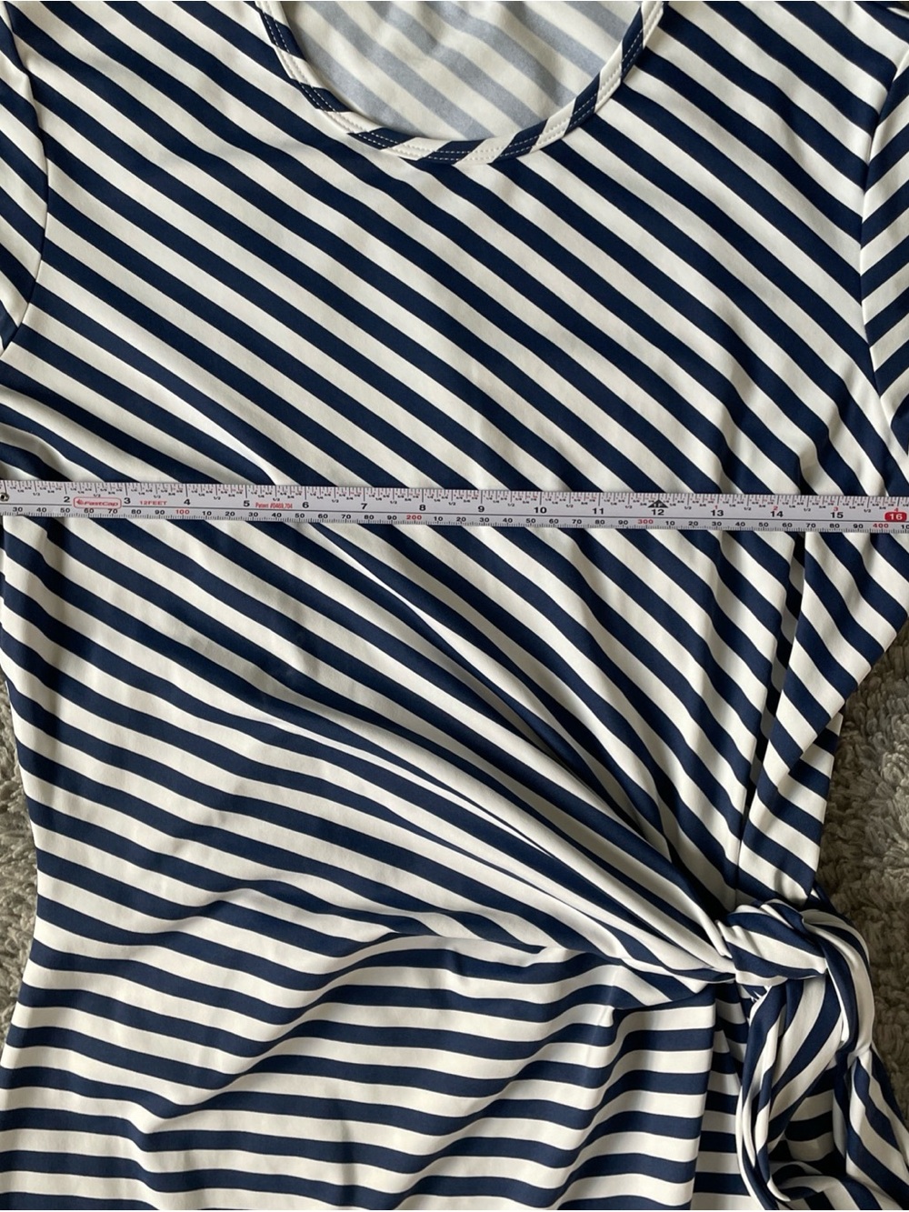 J. McLaughlin Elora Dress Navy White Stripe Catalina Cloth Tie Waist Size Medium - Picture 8 of 10